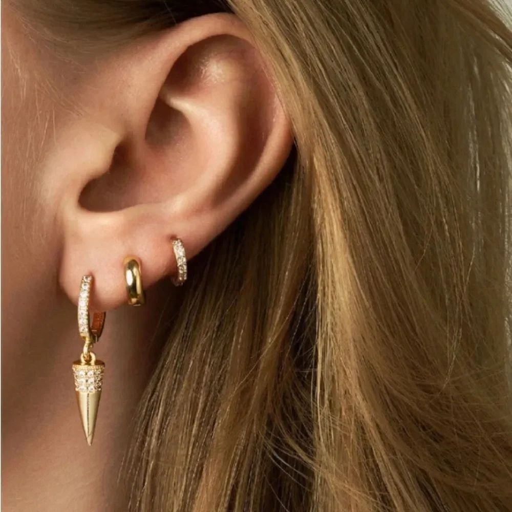 Stackable hoop earrings N661 - Picture 2 of 7